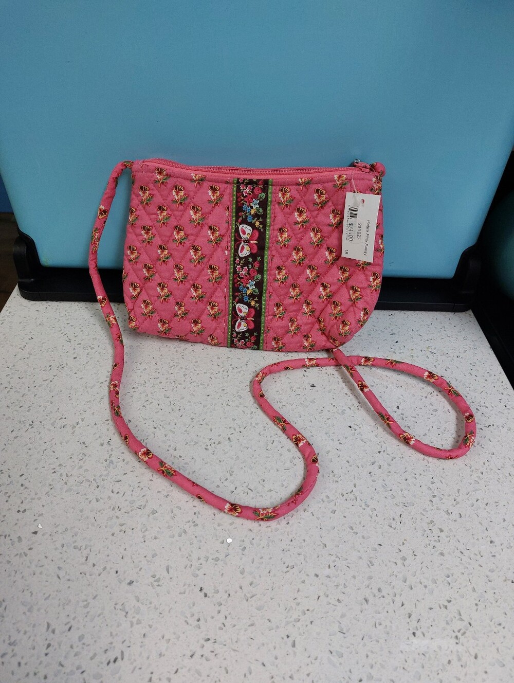 Vera Bradley Vintage Petit Crossbody Pink Pansies NWT